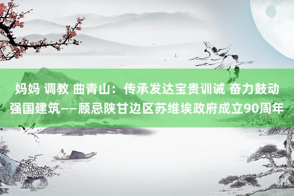 妈妈 调教 曲青山：传承发达宝贵训诫 奋力鼓动强国建筑——顾忌陕甘边区苏维埃政府成立90周年
